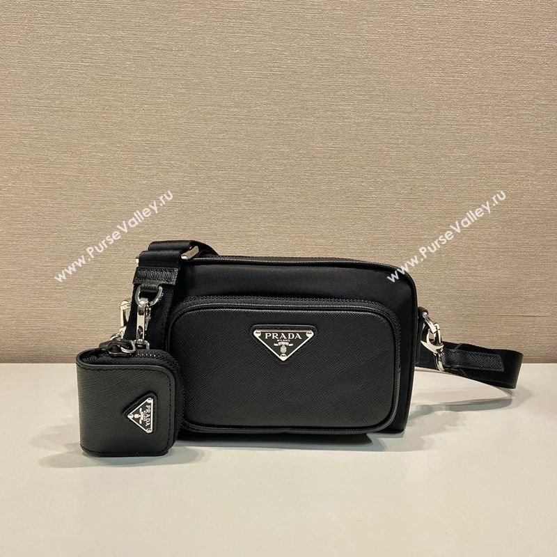 Prada Re-Nylon and Saffiano leather shoulder bag 2VH172 Black 2025 (YZ-251121148)