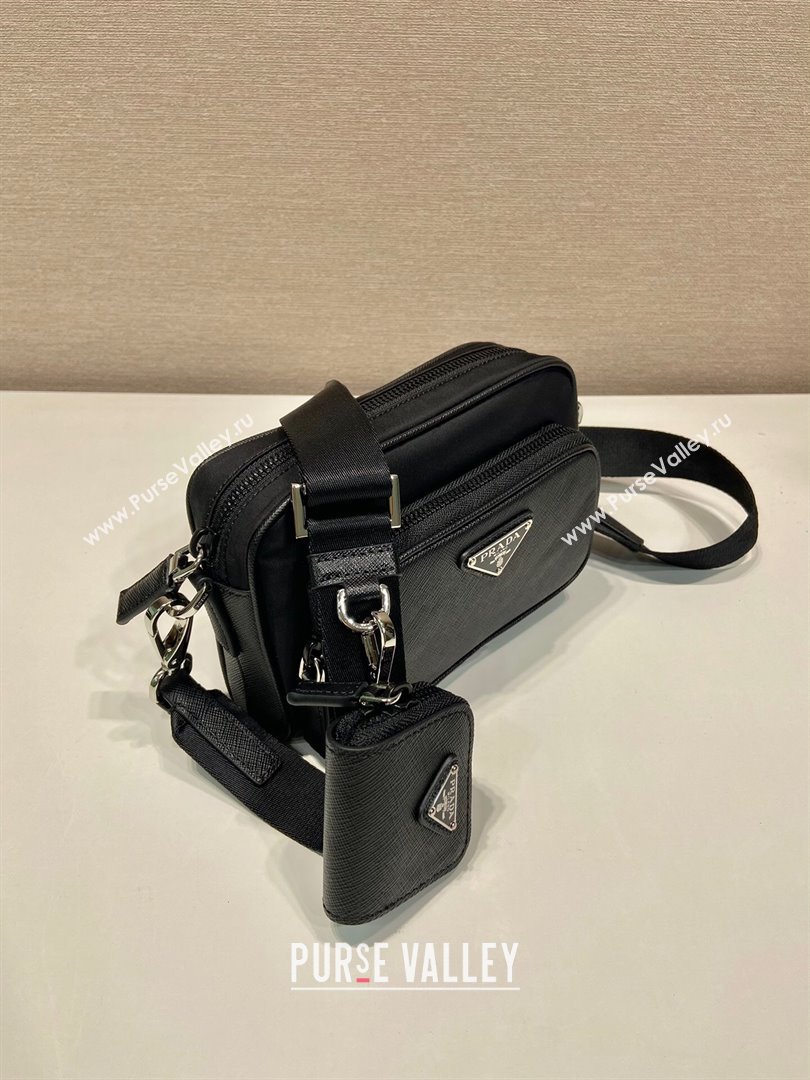 Prada Re-Nylon and Saffiano leather shoulder bag 2VH172 Black 2025 (YZ-251121148)