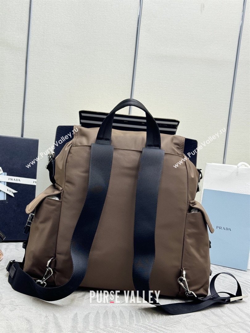 Prada Mens Explore Re-Nylon and leather backpack bag Sienna Brown 2025 2VZ118 (YZ-260410126)