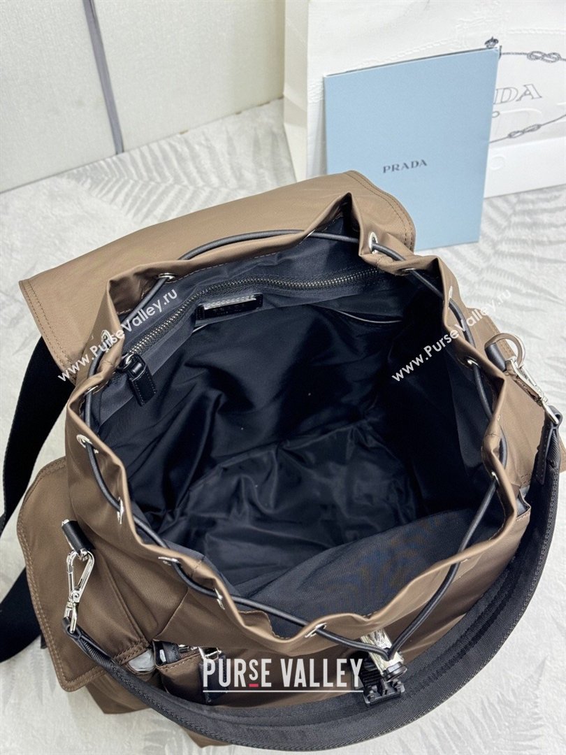 Prada Mens Explore Re-Nylon and leather backpack bag Sienna Brown 2025 2VZ118 (YZ-260410126)