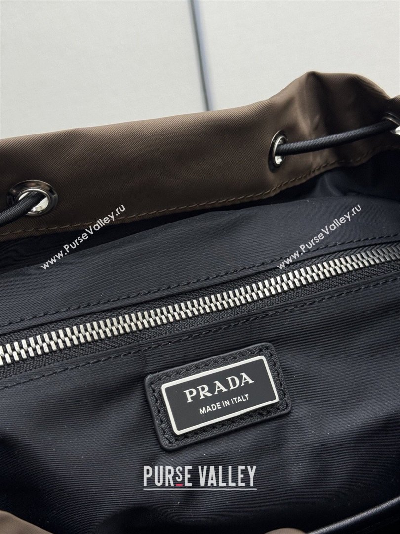 Prada Mens Explore Re-Nylon and leather backpack bag Sienna Brown 2025 2VZ118 (YZ-260410126)