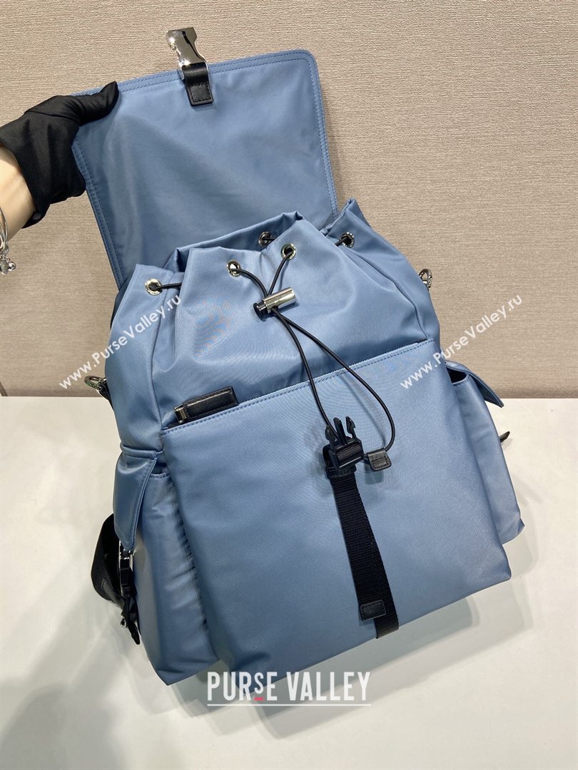 Prada Mens Explore Re-Nylon and leather backpack bag Blue 2026 2VZ118 (YZ-260410125)