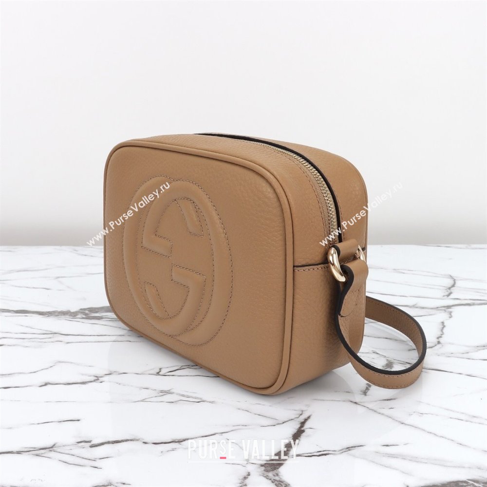 Gucci Soho Small Leather Interlocking G Tassel Disco Camera Bag Beige 308364 2024 (DLH-240828032)