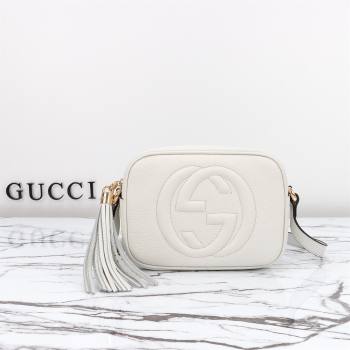 Gucci Soho Small Leather Interlocking G Tassel Disco Camera Bag White 308364 2024 (DLH-240828031)