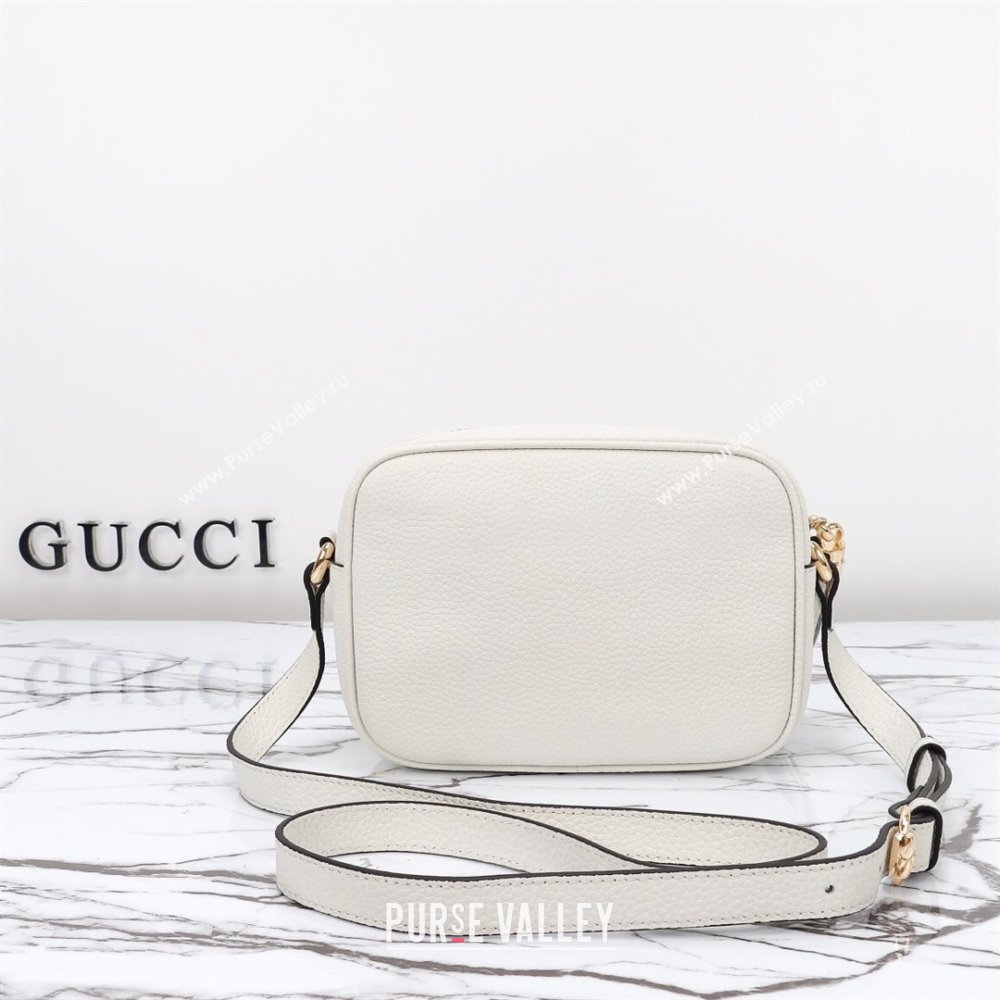 Gucci Soho Small Leather Interlocking G Tassel Disco Camera Bag White 308364 2024 (DLH-240828031)