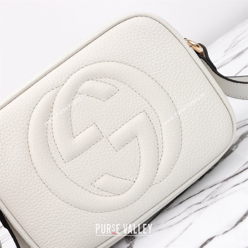 Gucci Soho Small Leather Interlocking G Tassel Disco Camera Bag White 308364 2024 (DLH-240828031)