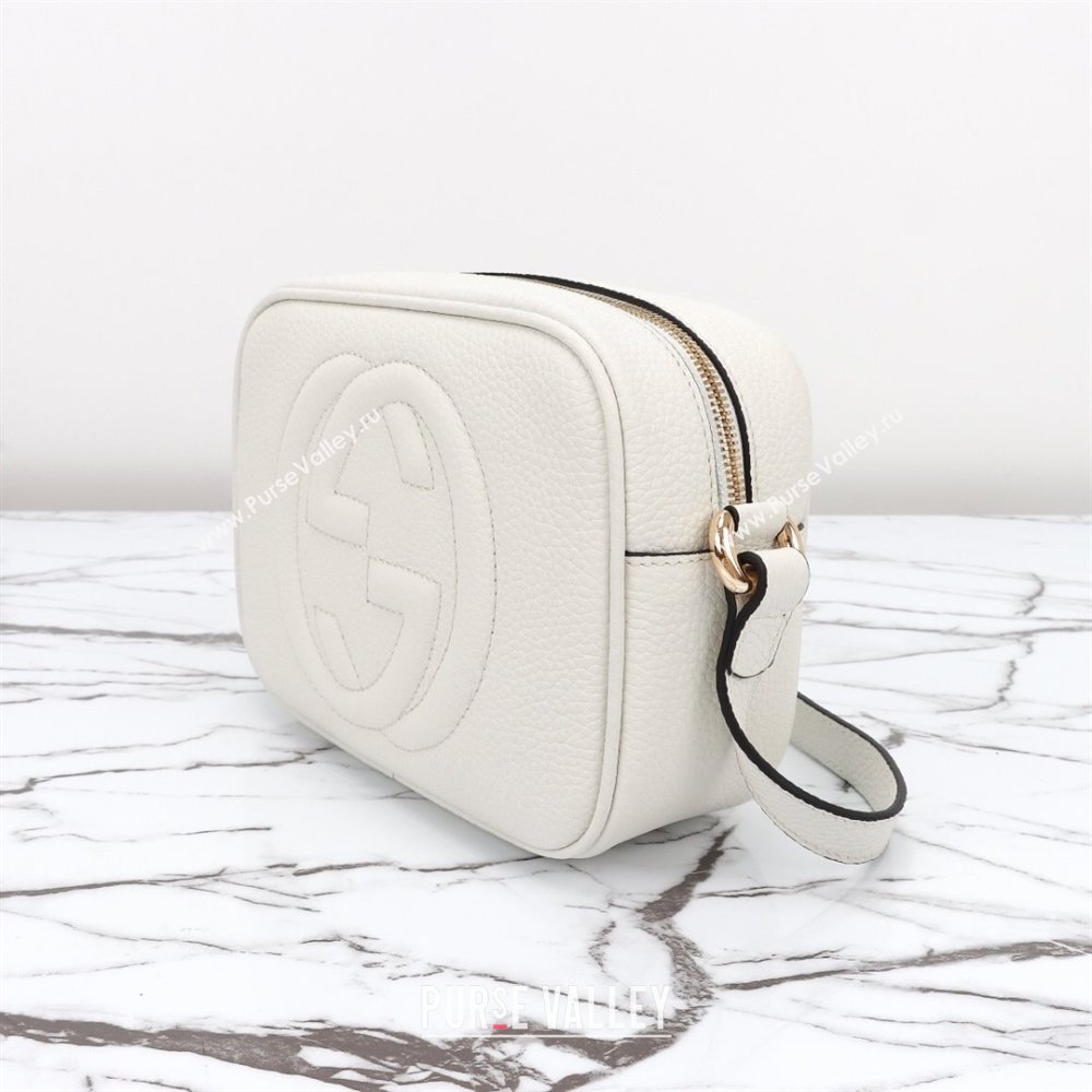 Gucci Soho Small Leather Interlocking G Tassel Disco Camera Bag White 308364 2024 (DLH-240828031)