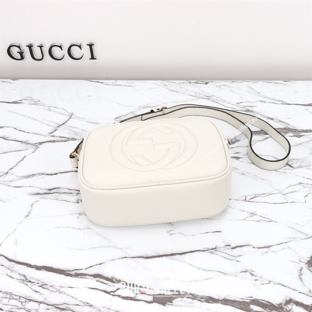 Gucci Soho Small Leather Interlocking G Tassel Disco Camera Bag White 308364 2024 (DLH-240828031)