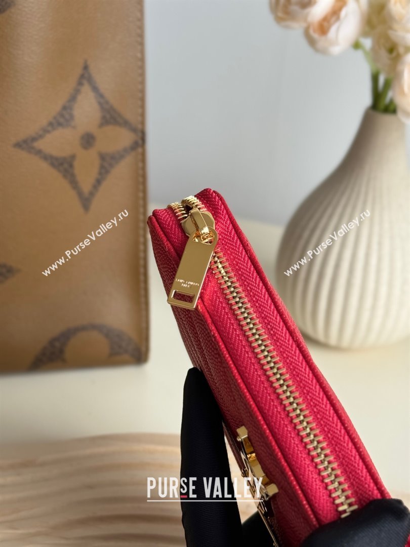 Saint Laurent Cassandre Matelasse Zip Around Wallet in Grained Leather 358094 Red 2025 (YY-250409062)