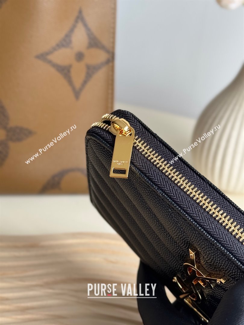 Saint Laurent Cassandre Matelasse Zip Around Wallet in Grained Leather 358094 Black/Gold 2025 (YY-250409059)