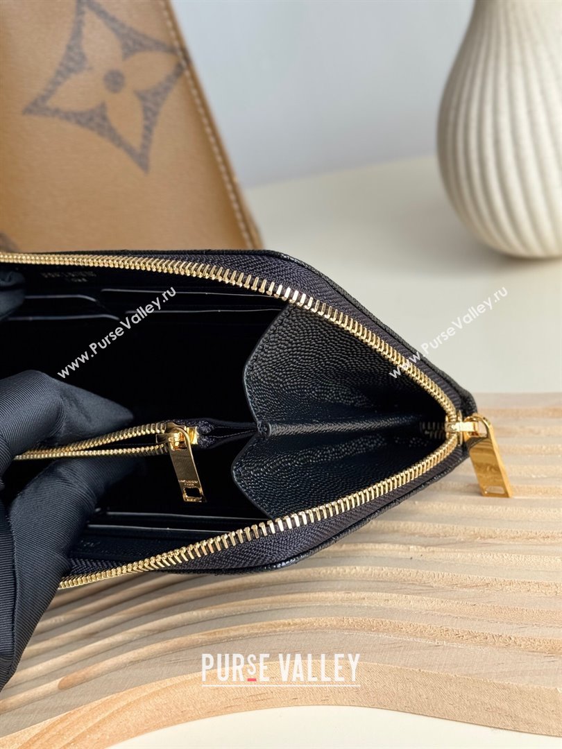 Saint Laurent Cassandre Matelasse Zip Around Wallet in Grained Leather 358094 Black/Gold 2025 (YY-250409059)