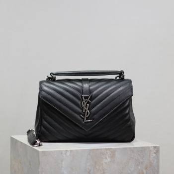 Saint Laurent Medium Monogram College Bag in Leather 392737 Black/Silver 2025 (YY-250520047)