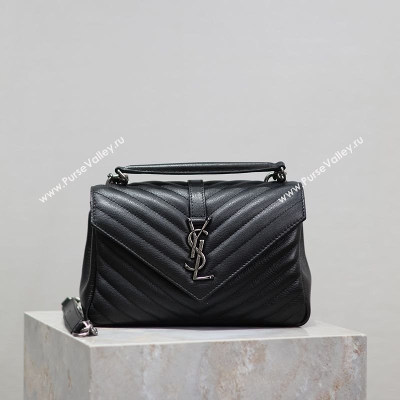 Saint Laurent Medium Monogram College Bag in Leather 392737 Black/Silver 2025 (YY-250520047)