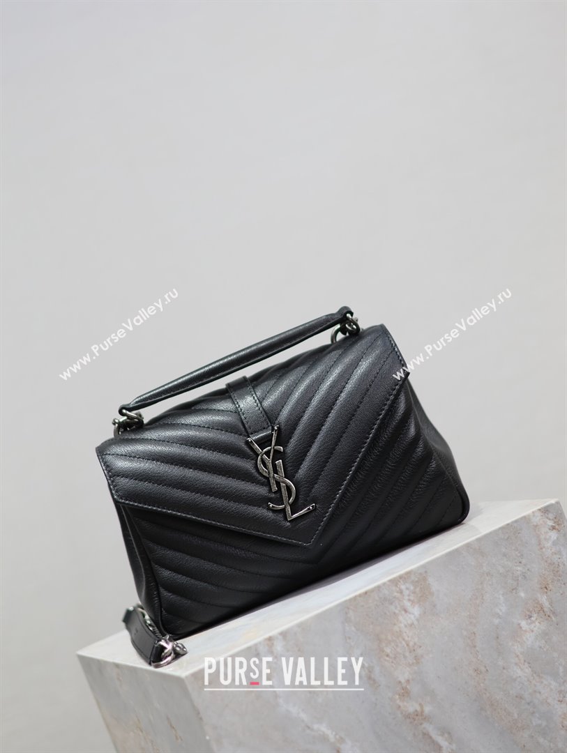 Saint Laurent Medium Monogram College Bag in Leather 392737 Black/Silver 2025 (YY-250520047)