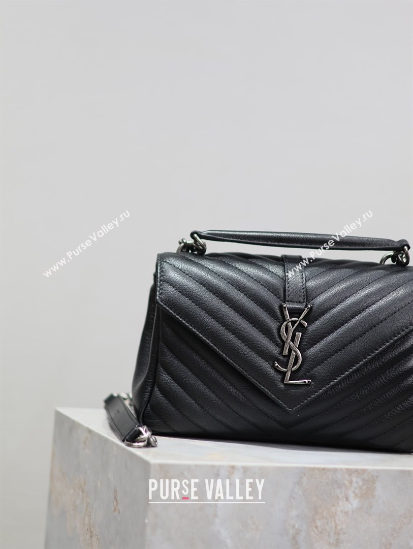 Saint Laurent Medium Monogram College Bag in Leather 392737 Black/Silver 2025 (YY-250520047)