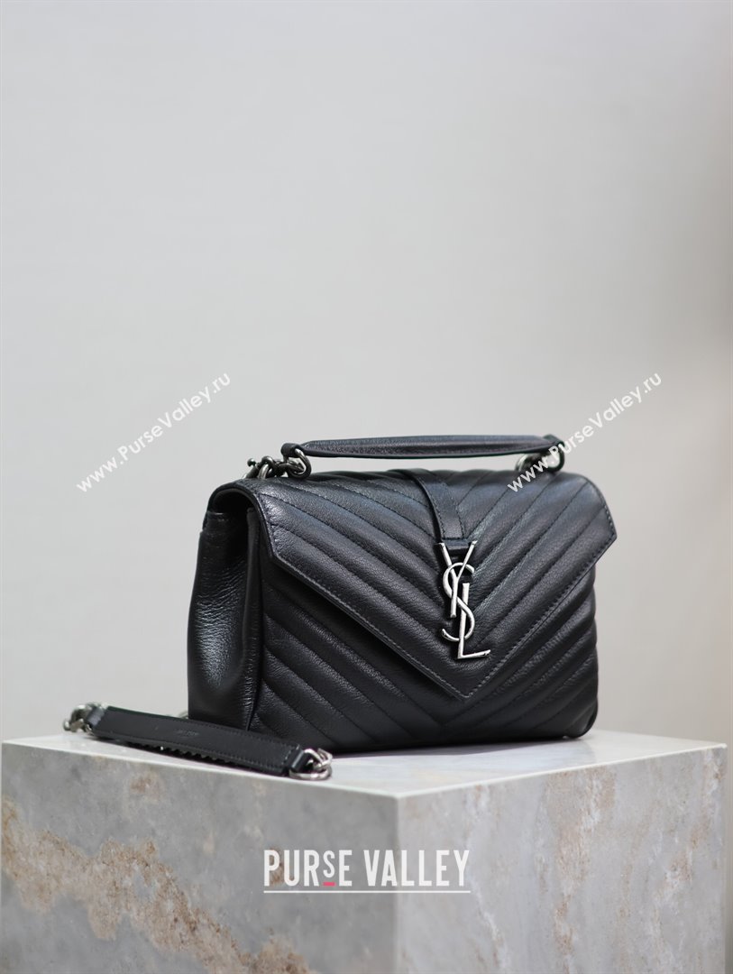 Saint Laurent Medium Monogram College Bag in Leather 392737 Black/Silver 2025 (YY-250520047)