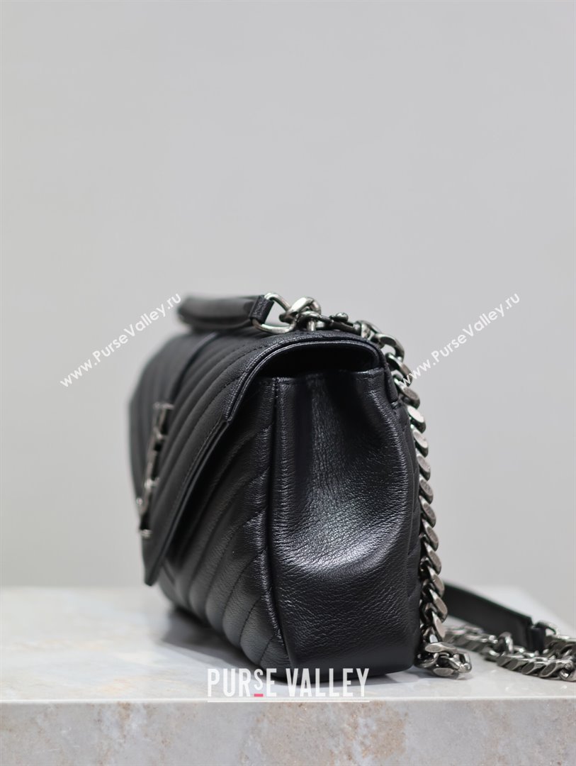 Saint Laurent Medium Monogram College Bag in Leather 392737 Black/Silver 2025 (YY-250520047)