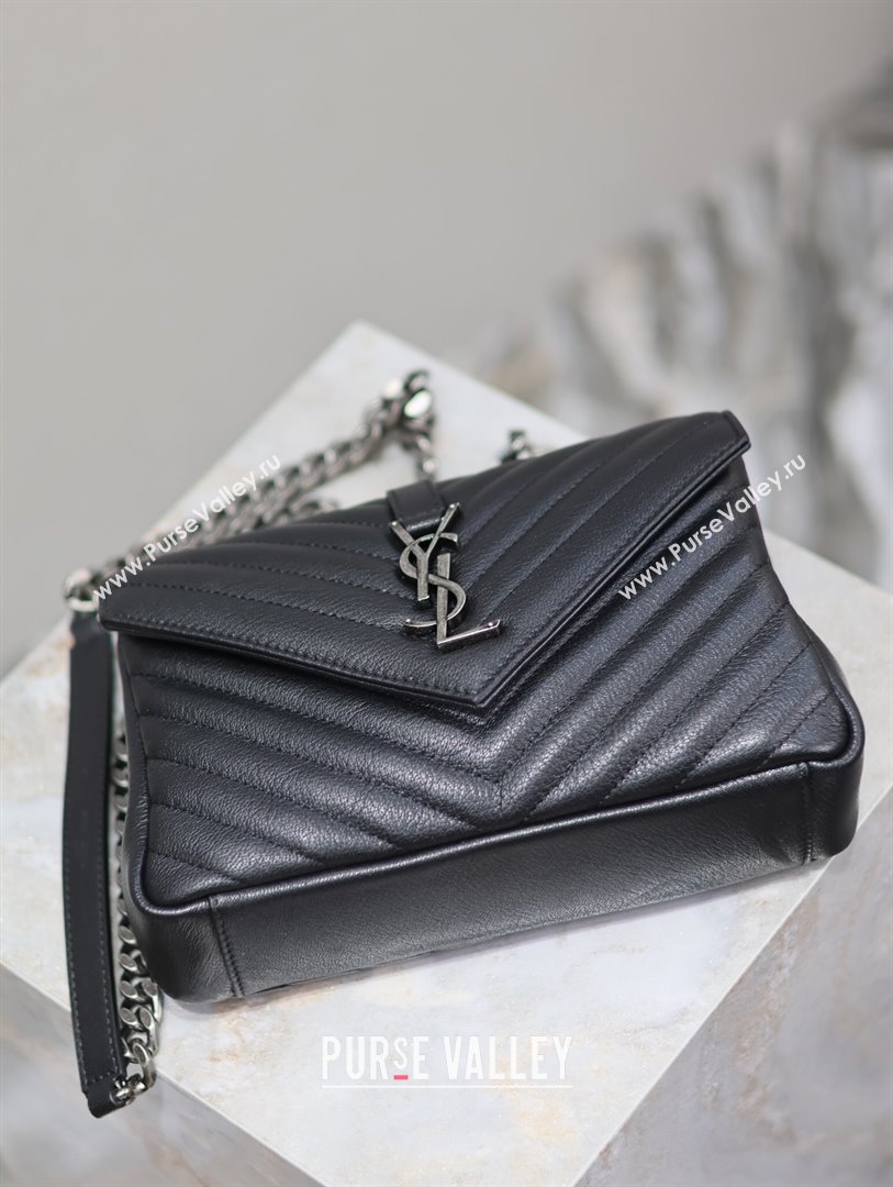 Saint Laurent Medium Monogram College Bag in Leather 392737 Black/Silver 2025 (YY-250520047)