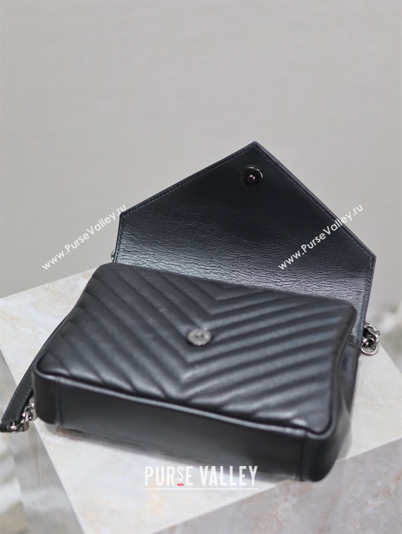 Saint Laurent Medium Monogram College Bag in Leather 392737 Black/Silver 2025 (YY-250520047)