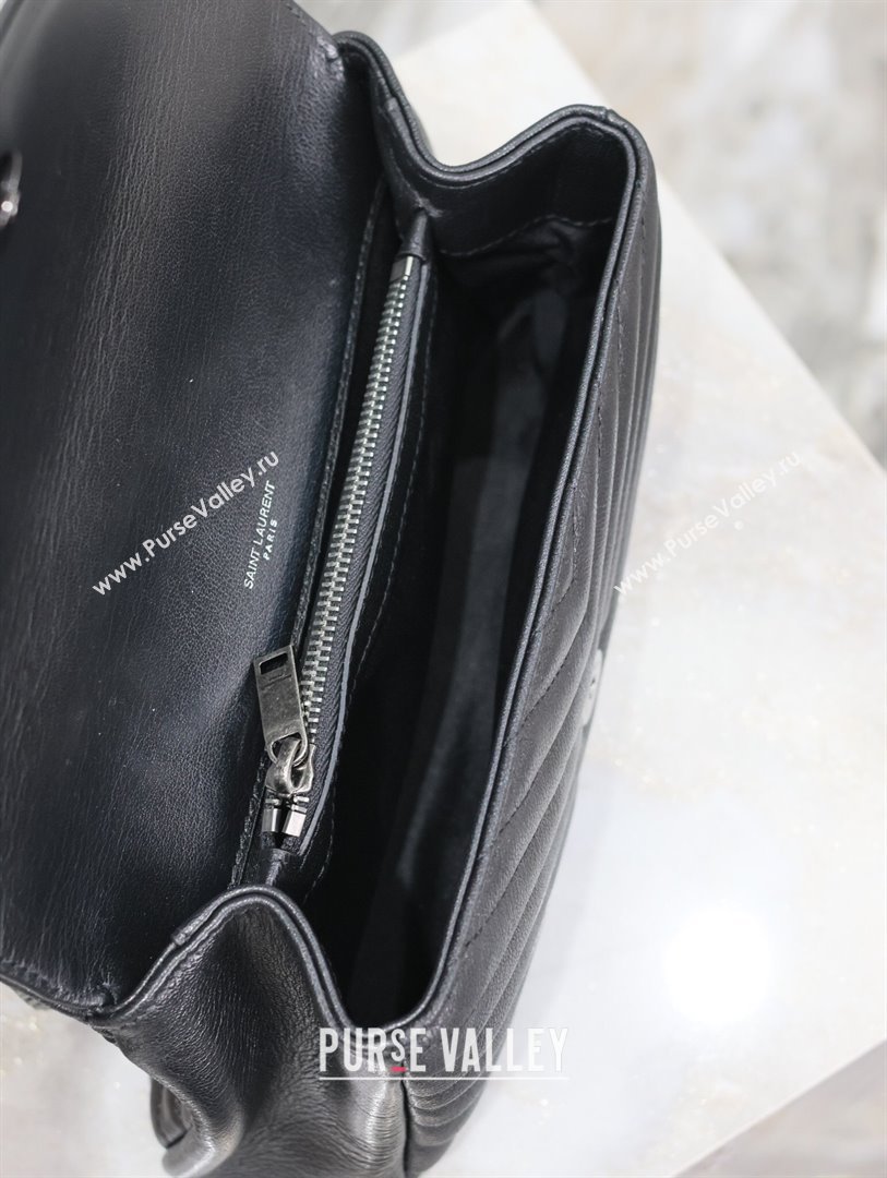 Saint Laurent Medium Monogram College Bag in Leather 392737 Black/Silver 2025 (YY-250520047)