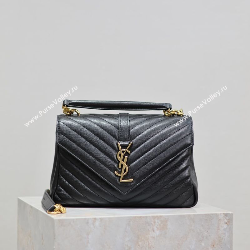 Saint Laurent Medium Monogram College Bag in Leather 392737 Black/Gold 2025 (YY-250520048)