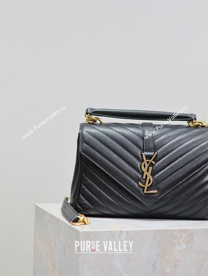 Saint Laurent Medium Monogram College Bag in Leather 392737 Black/Gold 2025 (YY-250520048)