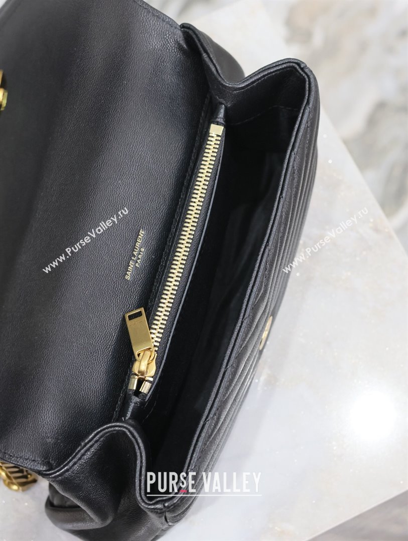 Saint Laurent Medium Monogram College Bag in Leather 392737 Black/Gold 2025 (YY-250520048)