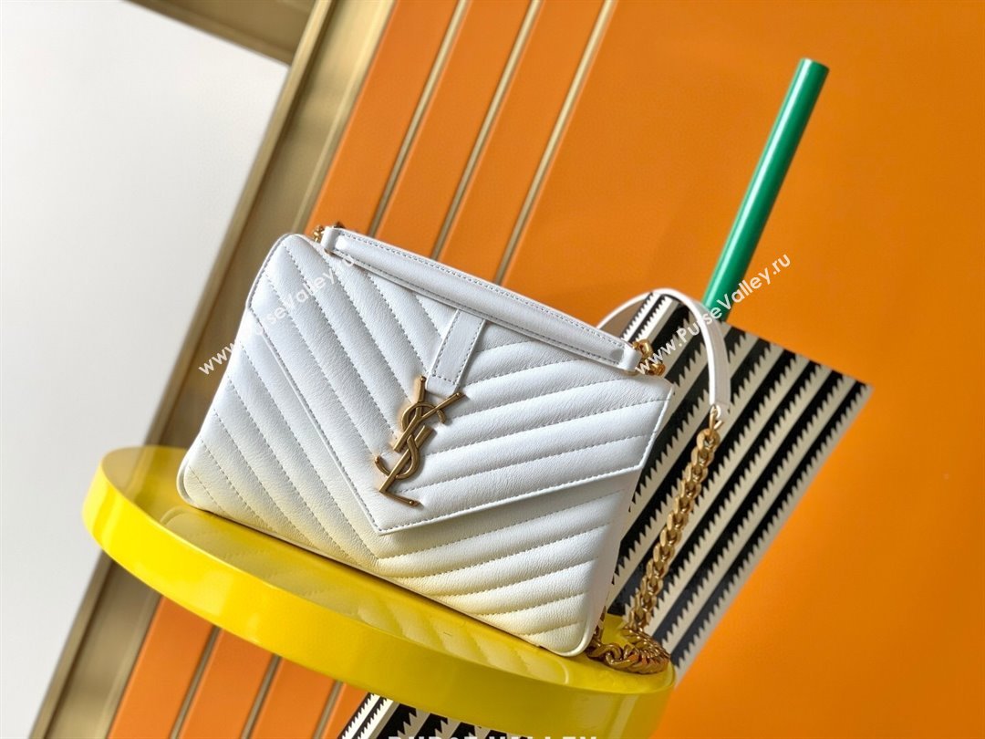 Saint Laurent Medium Monogram College Bag in Leather 392737 White 2025 (YY-250520050)