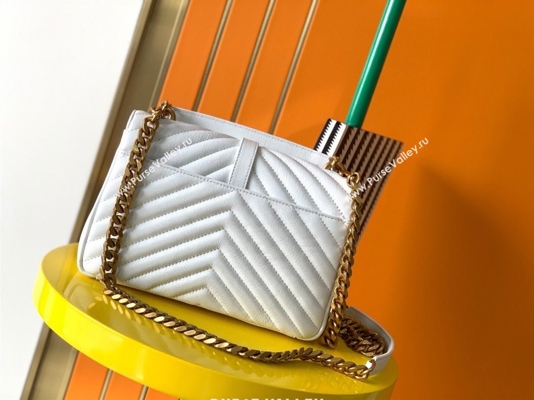 Saint Laurent Medium Monogram College Bag in Leather 392737 White 2025 (YY-250520050)