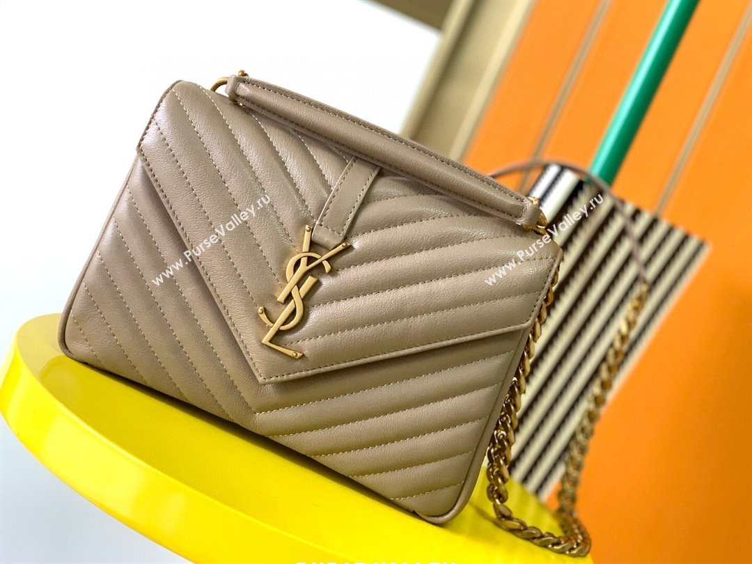 Saint Laurent Medium Monogram College Bag in Leather 392737 Beige 2025 (YY-250520051)
