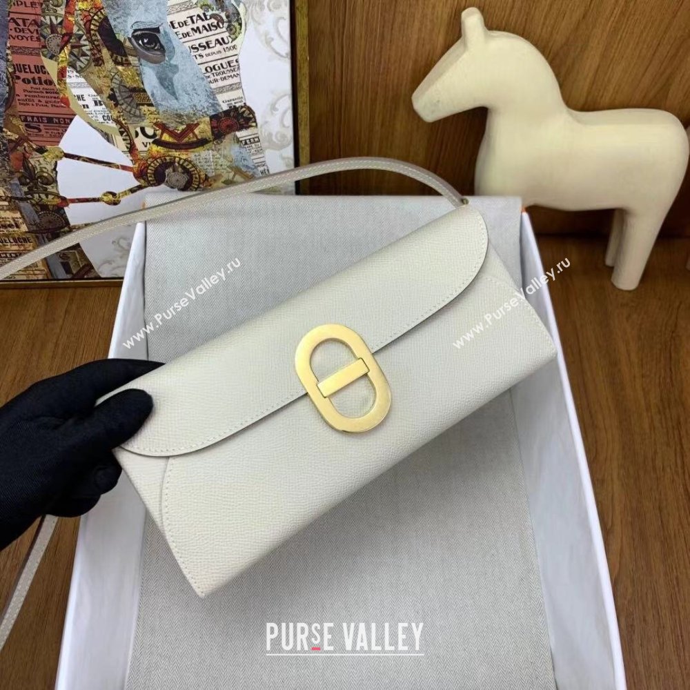 Hermes CHAINE DANCRE To Go Wallet in Original Epsom Leather Milk Shake White/Gold 2024(Full Handmade) (XYA-24121914)