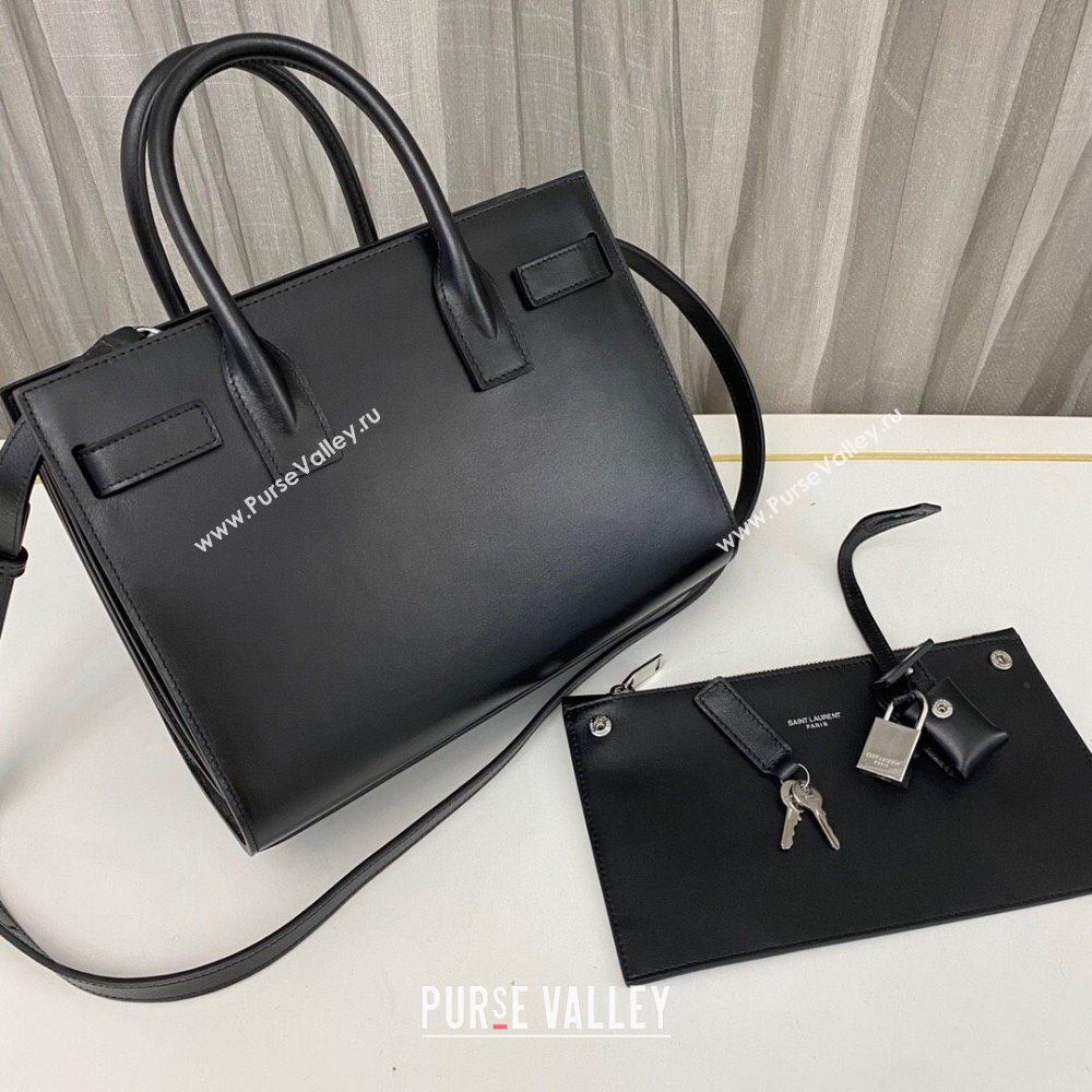 Saint Laurent Sac De Jour Baby Tote bag in Smooth Leather 421863 Black/Silver 2023 (nana-231023049)