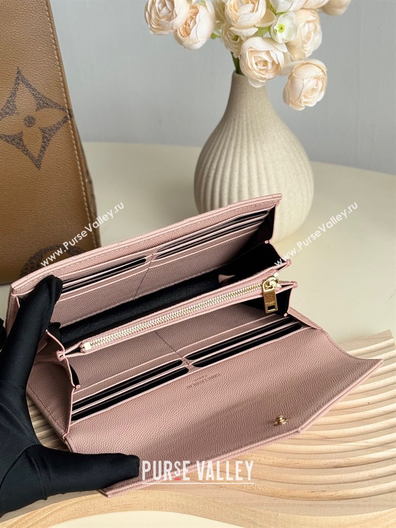 Saint Laurent Envelope Flap Long Wallet in Grained Leather Light Pink 2025 437469 (YY-250409056)