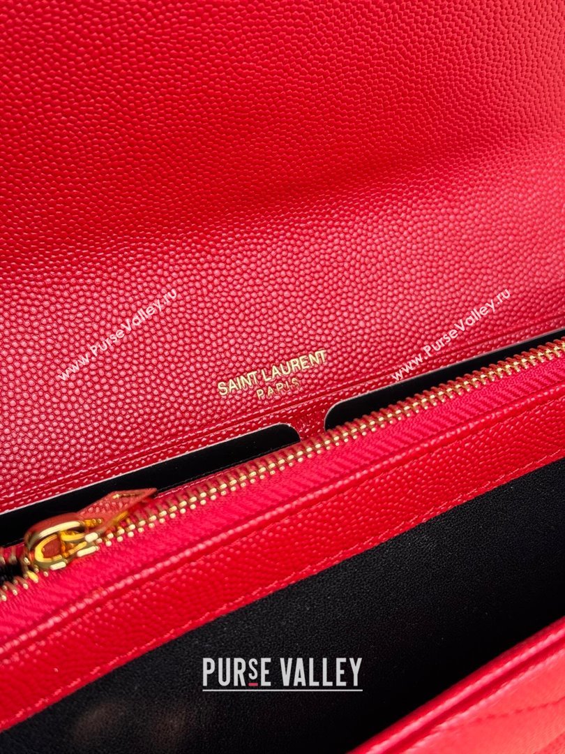 Saint Laurent Envelope Flap Long Wallet in Grained Leather Red 2025 437469 (YY-250409054)