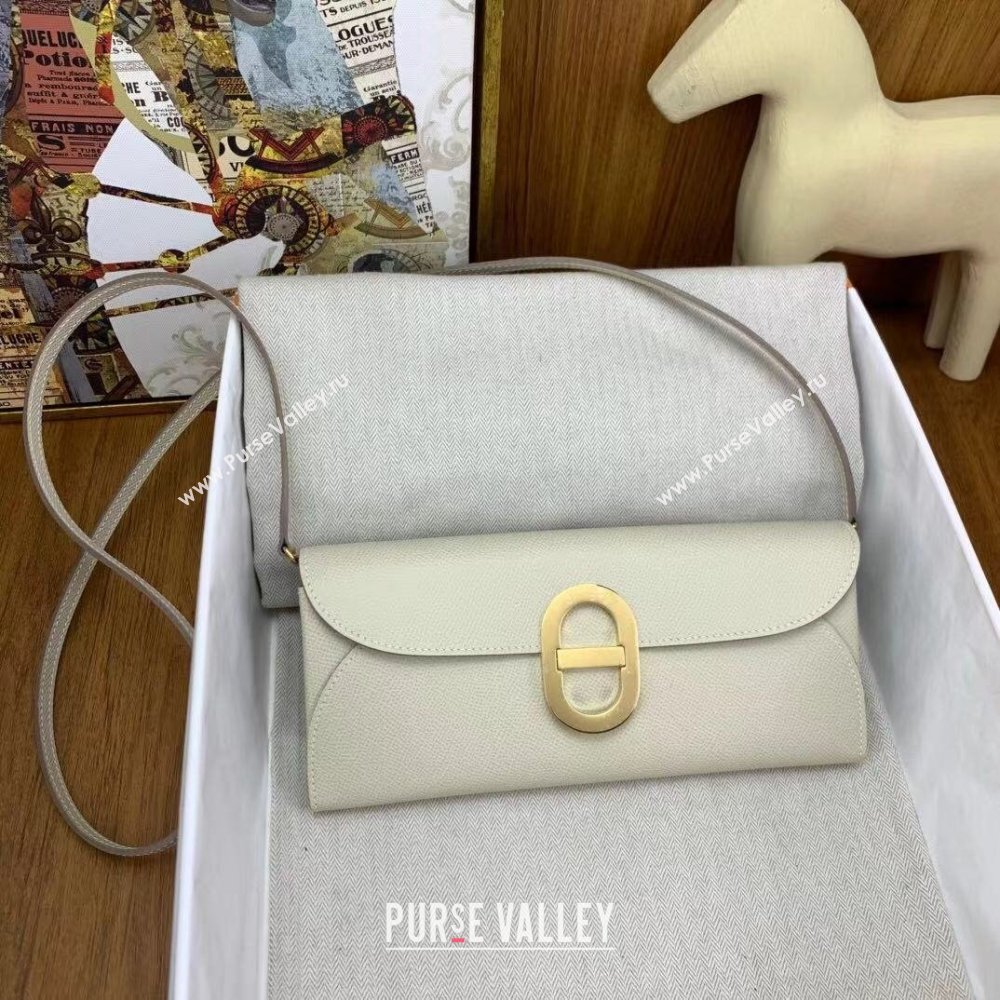 Hermes CHAINE DANCRE To Go Wallet in Original Epsom Leather Milk Shake White/Gold 2024(Full Handmade) (XYA-24121914)