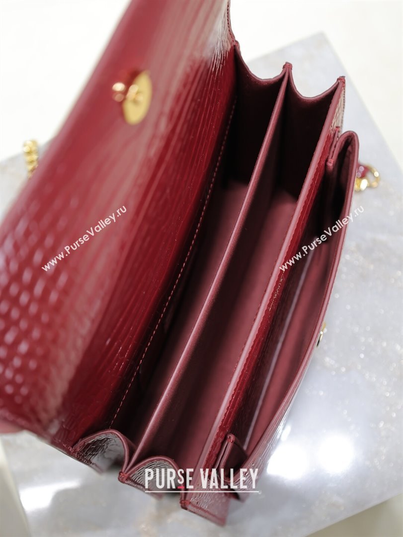 Saint Laurent Sunset Medium Bag in Crocodile Embossed Leather 442906 Red 2025 (YY-250625087)