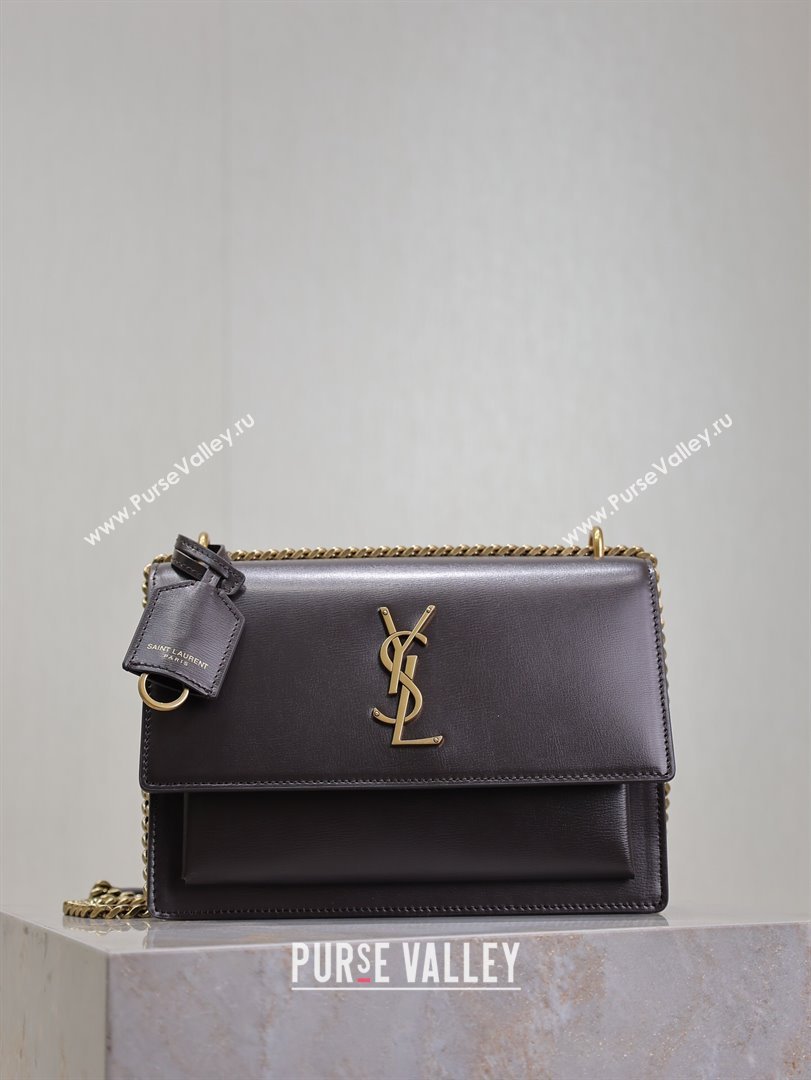 Saint Laurent Sunset Medium Bag in Box Leather 442906 Coffee 2024 (YY-241217106)