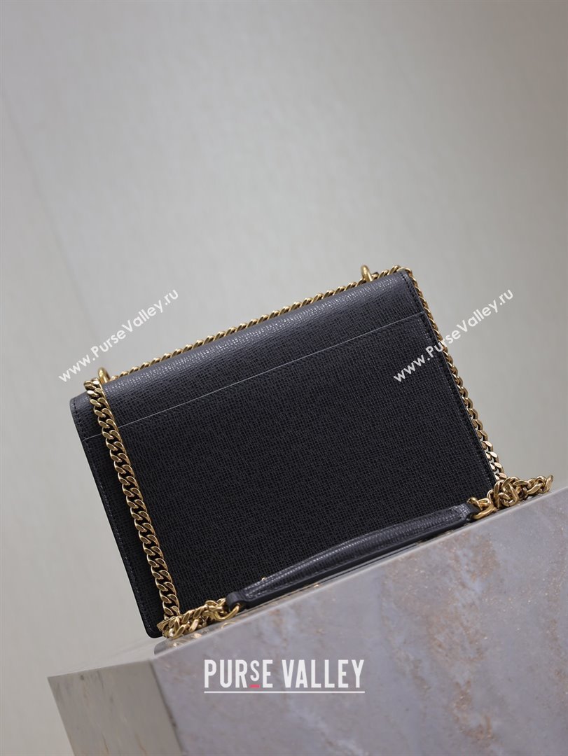 Saint Laurent Sunset Medium Bag in Grained Leather 442906 Black/Gold 2024 (YY-241217107)