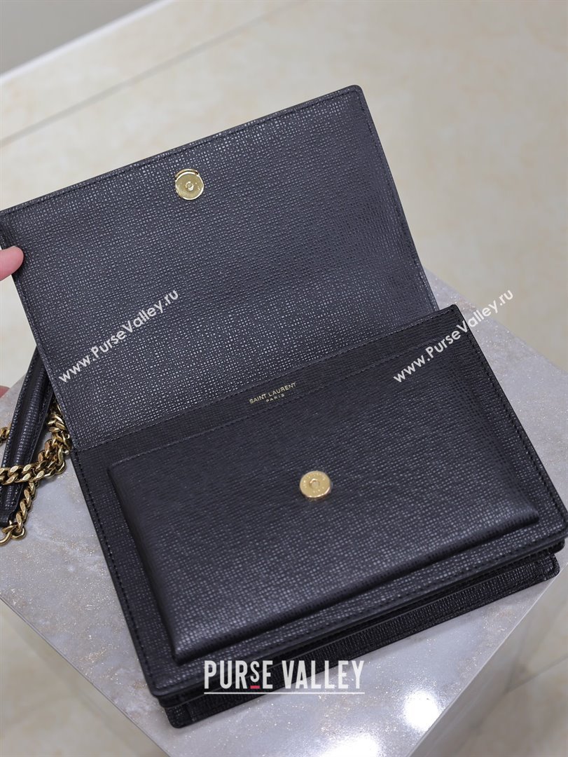 Saint Laurent Sunset Medium Bag in Grained Leather 442906 Black/Gold 2024 (YY-241217107)