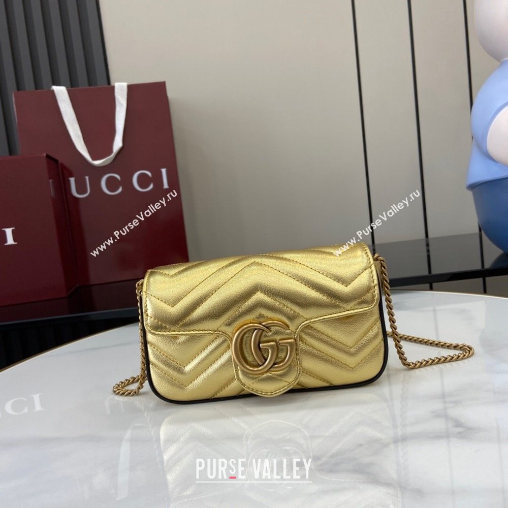 Gucci GG Marmont Matelasse Leather Super Mini Bag ‎476433 Gold-Tone 2025 (XLU-250117043)