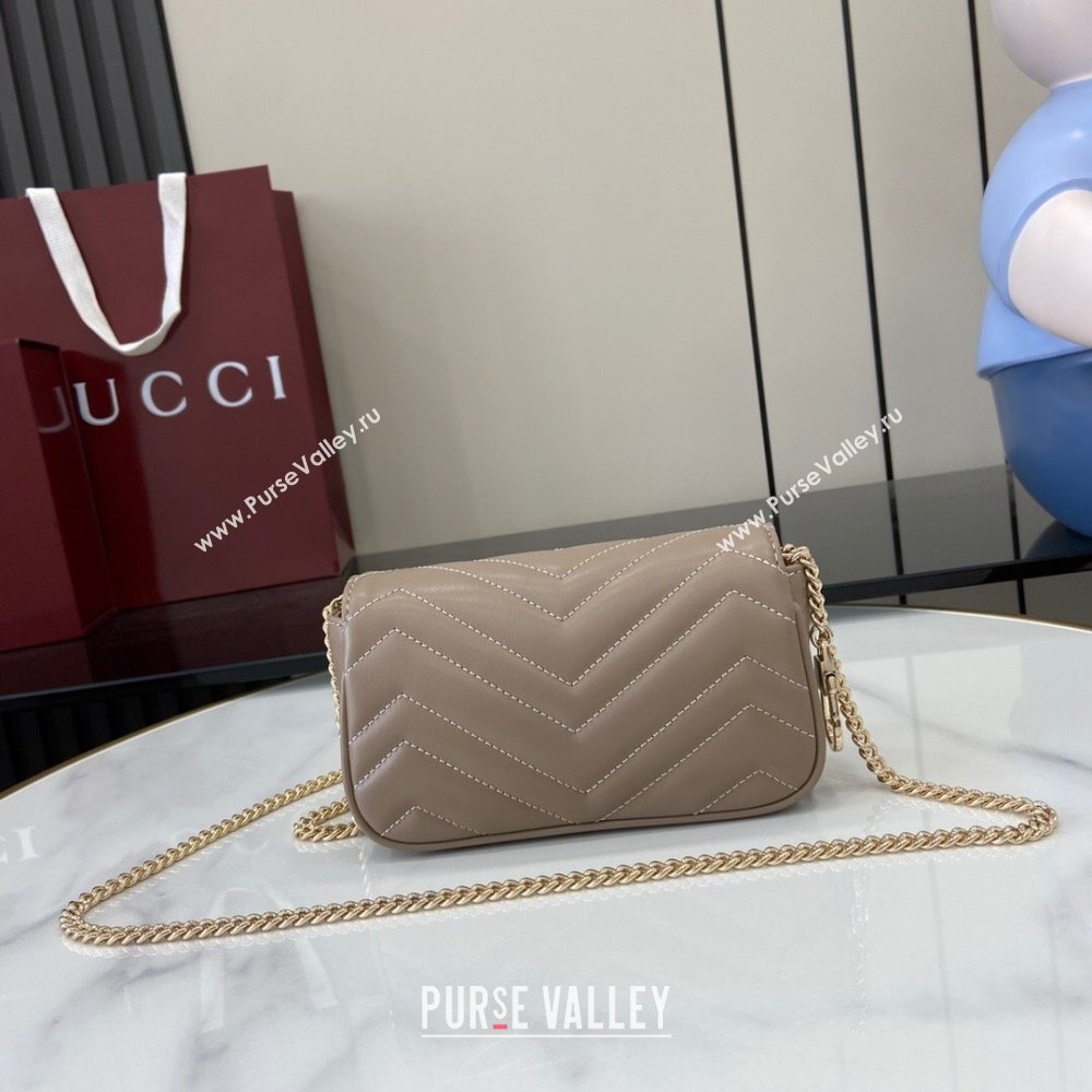 Gucci GG Marmont Matelasse Leather Super Mini Bag ‎476433 Beige Grey 2025 (XLU-250117045)
