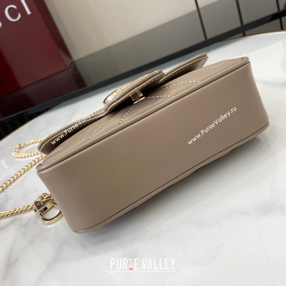 Gucci GG Marmont Matelasse Leather Super Mini Bag ‎476433 Beige Grey 2025 (XLU-250117045)
