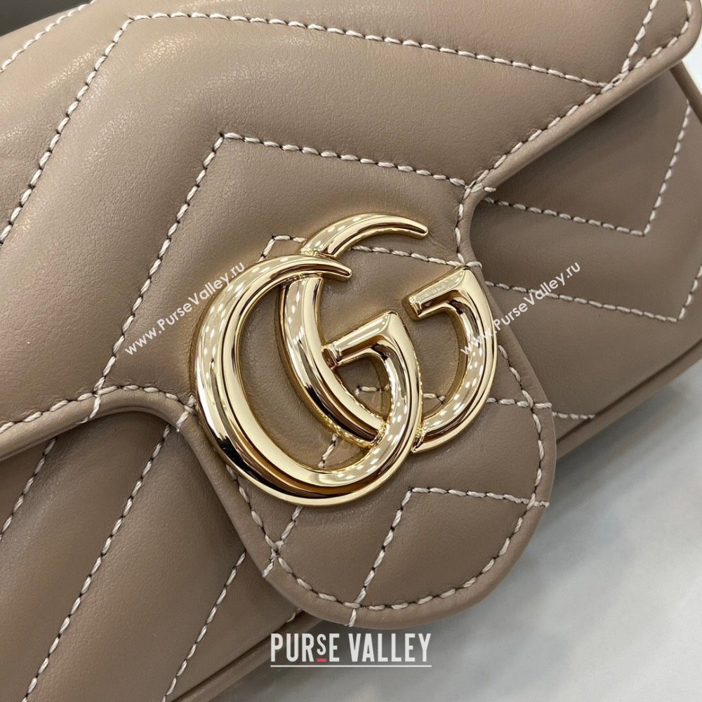 Gucci GG Marmont Matelasse Leather Super Mini Bag ‎476433 Beige Grey 2025 (XLU-250117045)