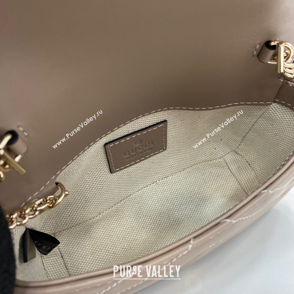 Gucci GG Marmont Matelasse Leather Super Mini Bag ‎476433 Beige Grey 2025 (XLU-250117045)