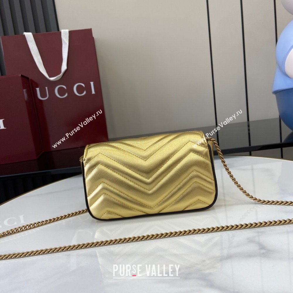 Gucci GG Marmont Matelasse Leather Super Mini Bag ‎476433 Gold-Tone 2025 (XLU-250117043)