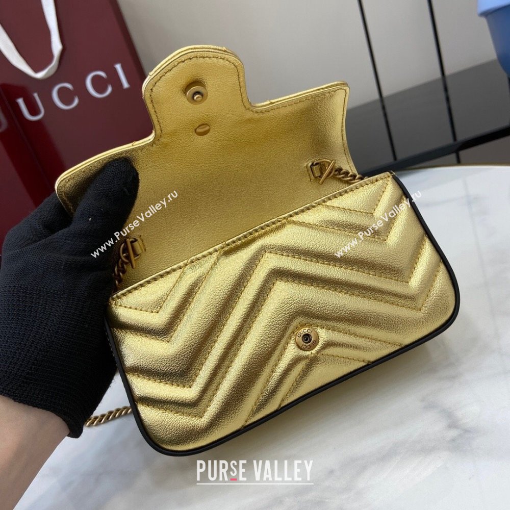 Gucci GG Marmont Matelasse Leather Super Mini Bag ‎476433 Gold-Tone 2025 (XLU-250117043)