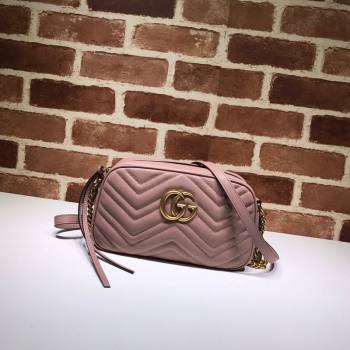 Gucci GG Marmont Leather Small Shoulder Bag 447632 Nude pink 2024 (DLH-241211100)