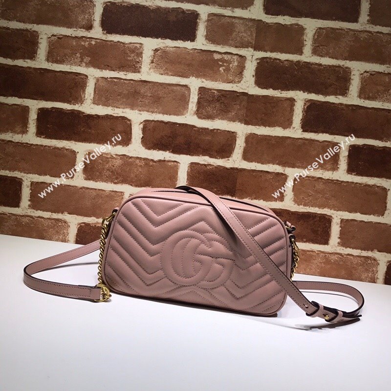 Gucci GG Marmont Leather Small Shoulder Bag 447632 Nude pink 2024 (DLH-241211100)