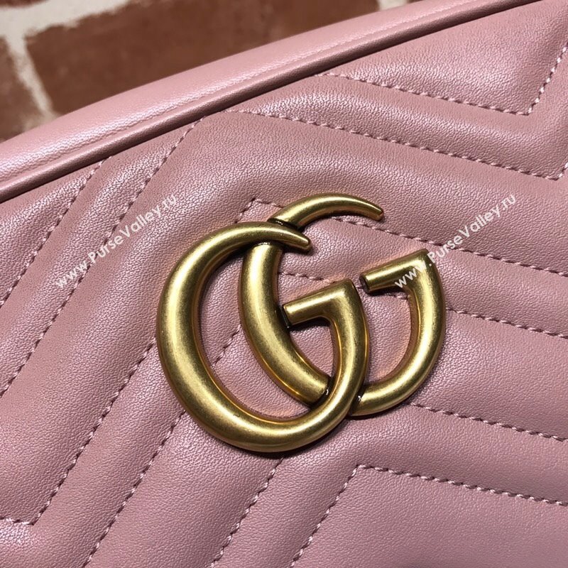 Gucci GG Marmont Leather Small Shoulder Bag 447632 Nude pink 2024 (DLH-241211100)