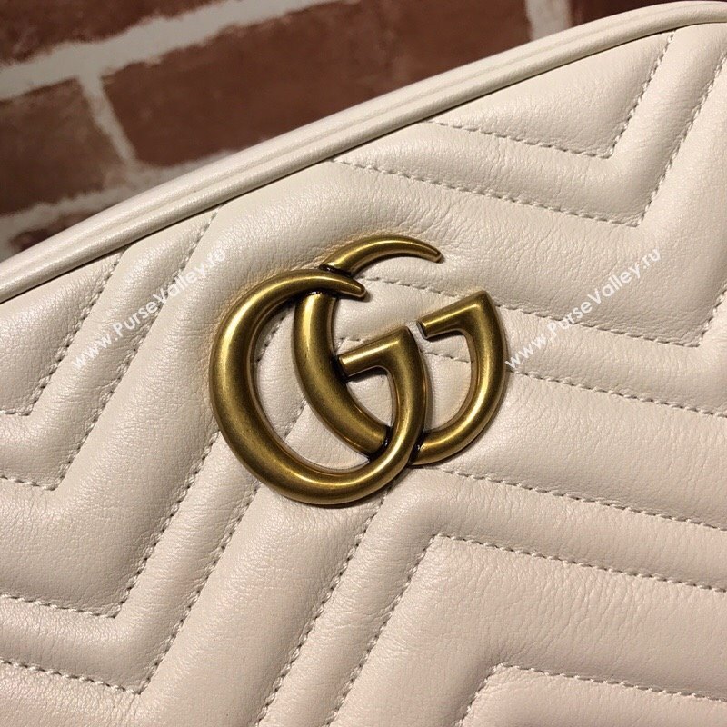 Gucci GG Marmont Leather Small Shoulder Bag 447632 White/Gold 2024 (DLH-241211101)